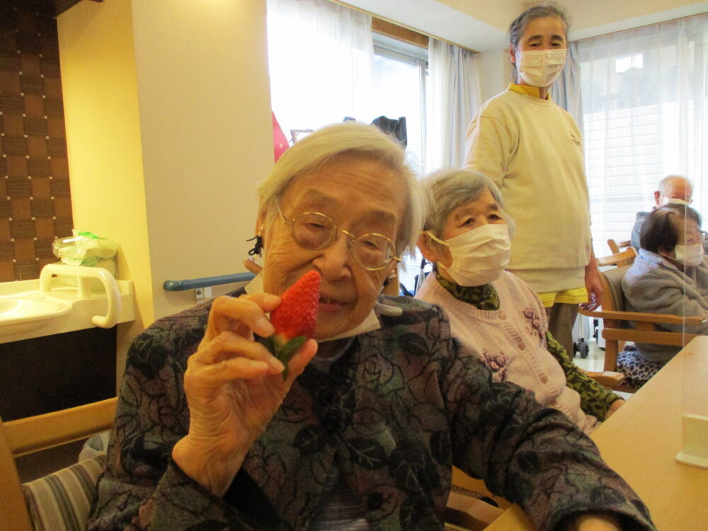 静岡市葵区有料老人ホーム_イチゴの食べ比べ