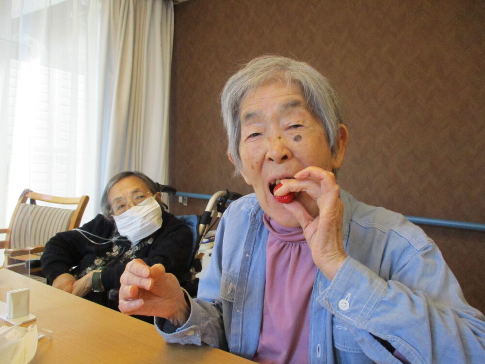 静岡市葵区有料老人ホーム_イチゴの食べ比べ