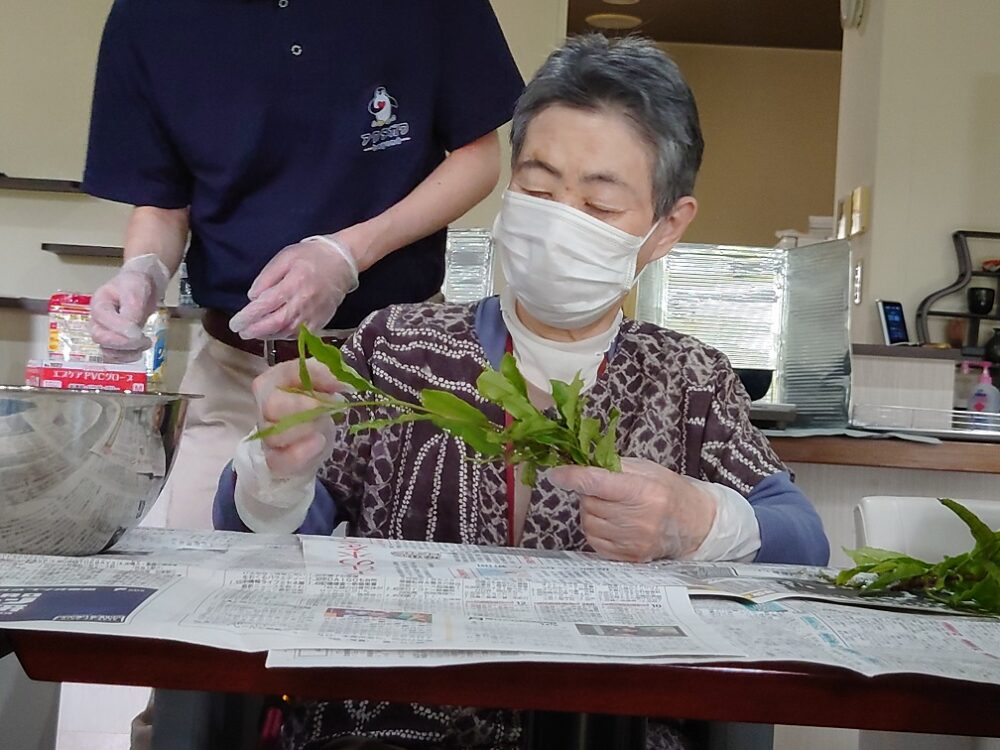 静岡市葵区有料老人ホーム_新茶の芽の天麩羅レク