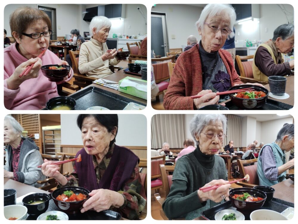 藤枝市老人ホーム_山盛りマグロの漬け丼
