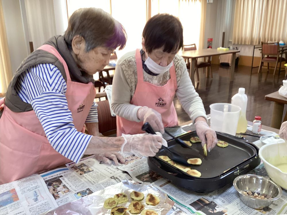 静岡市清水区老人ホーム_生活リハビリクラブ押切料理クラブ抹茶のパンケーキ
