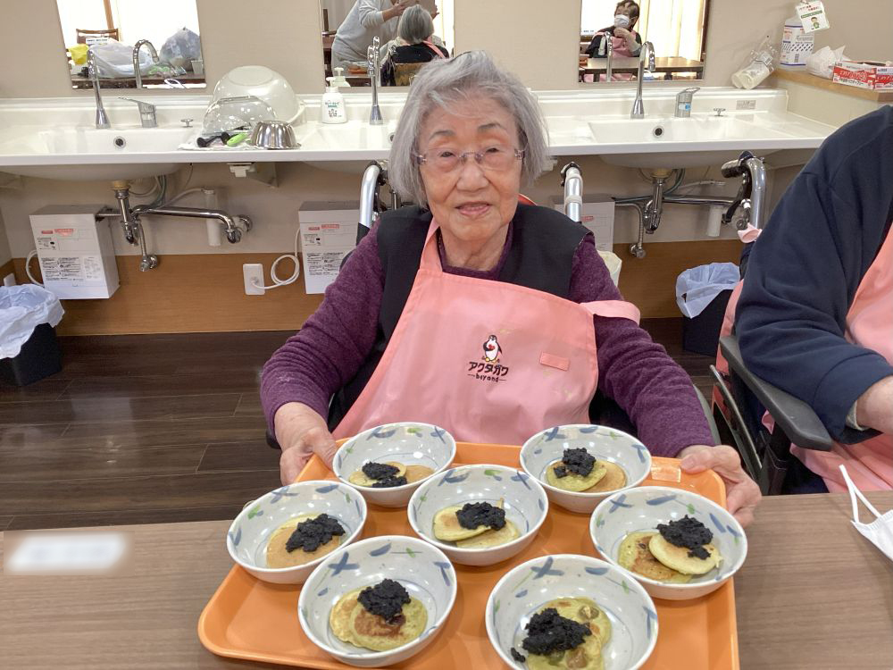 静岡市清水区老人ホーム_生活リハビリクラブ押切料理クラブ抹茶のパンケーキ